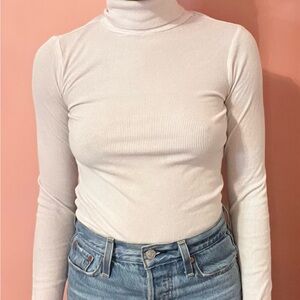 White Long Sleeve Turtle Neck